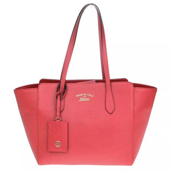 authenticity guaranteed GUCCI GG Logo Swing Shoulder Hand Tote Bag Leather - Picture 1 of 15